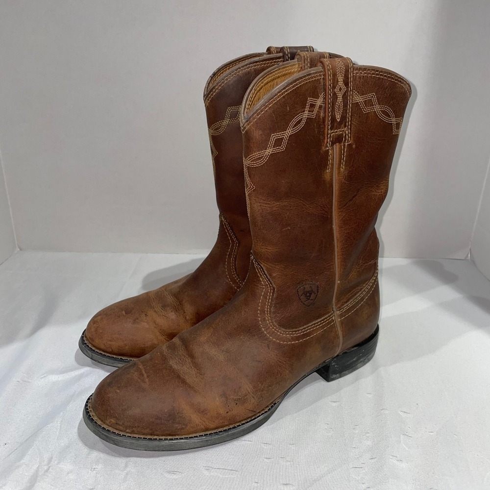 Ariat Heritage Roper Western Boots Womens Brown Leather Round Toe Size 8B